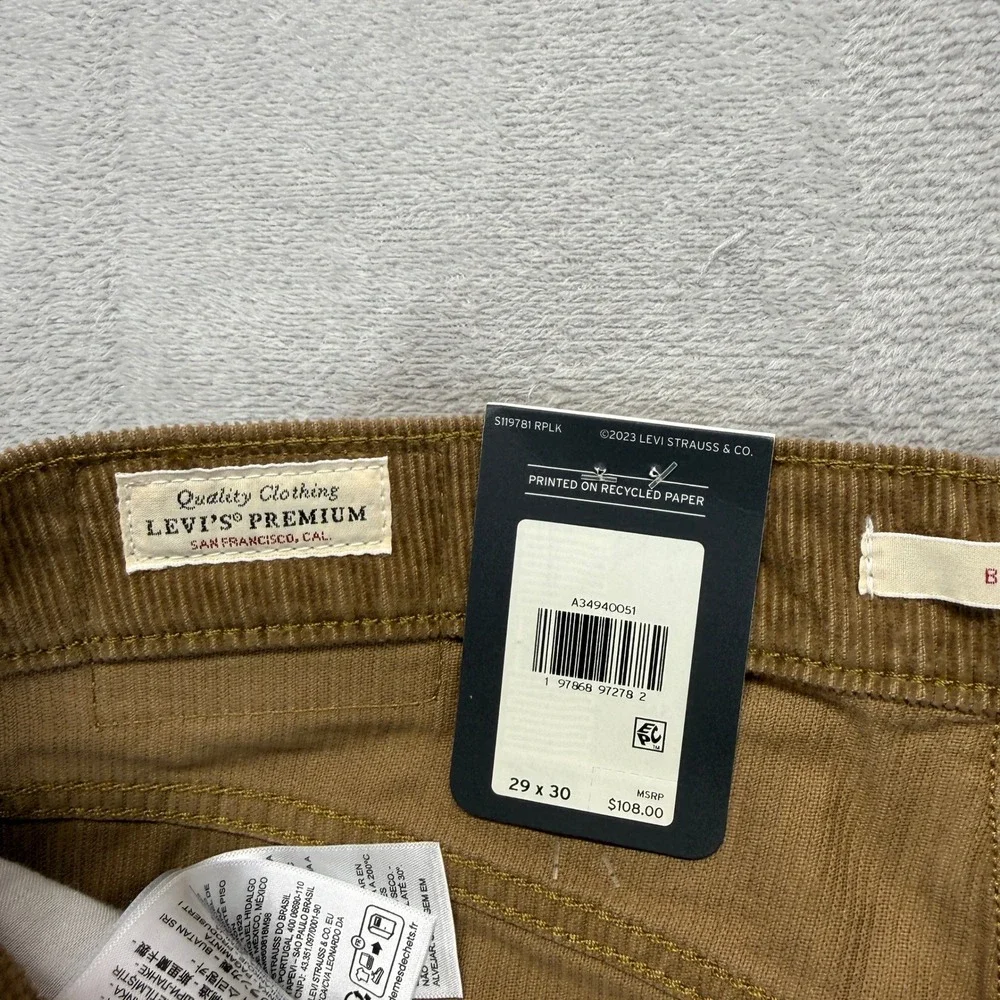 Levi's Pants Men's 29x30 Baggy Dad Corduroy Brown Wide Leg Relaxed Fit Trousers - Picture 4 of 11